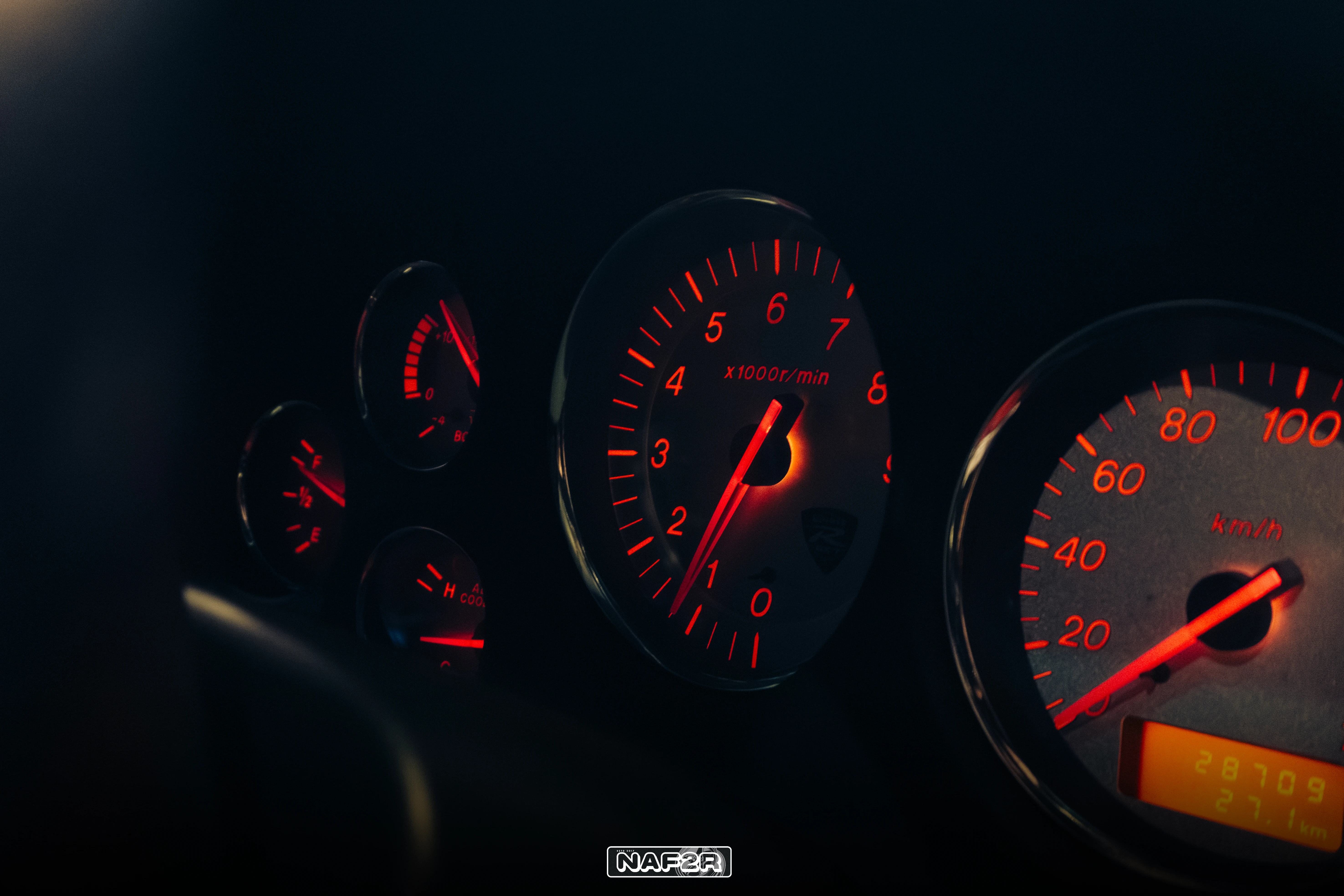 RX-7 gauge cluster, red illumination